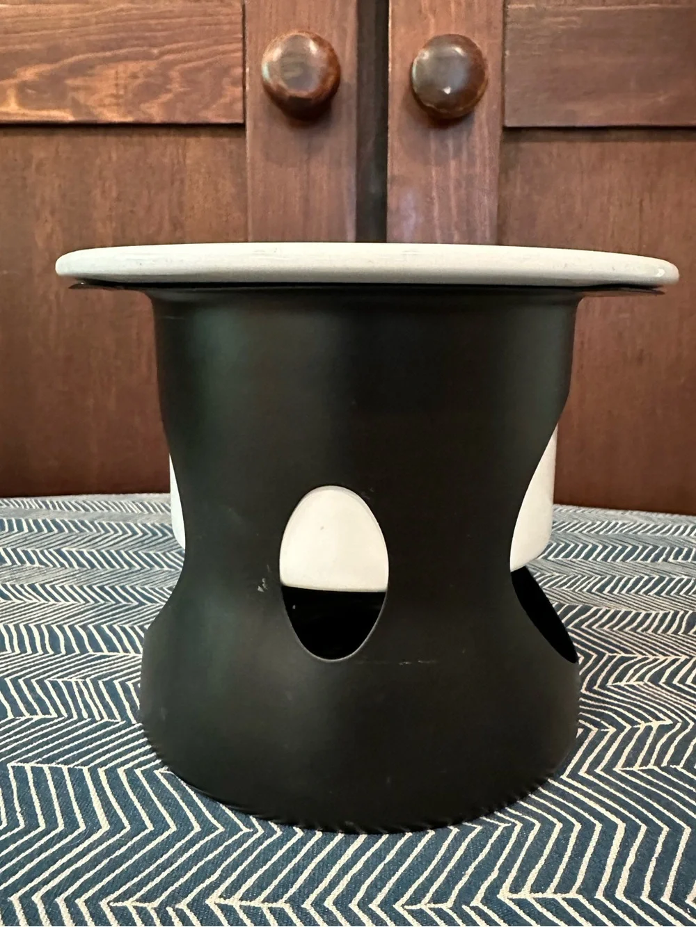 Metal and ceramic tea light fondue set • vintage
